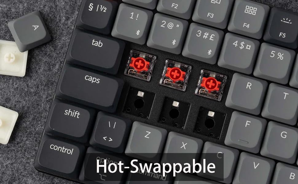 Teclado Mecánico Keychron K3 Ultradelgado Rojo Hot-Swappable 75% con Retroiluminación LED RGB Recargable Bluetooth Mac/Windows Versión 3