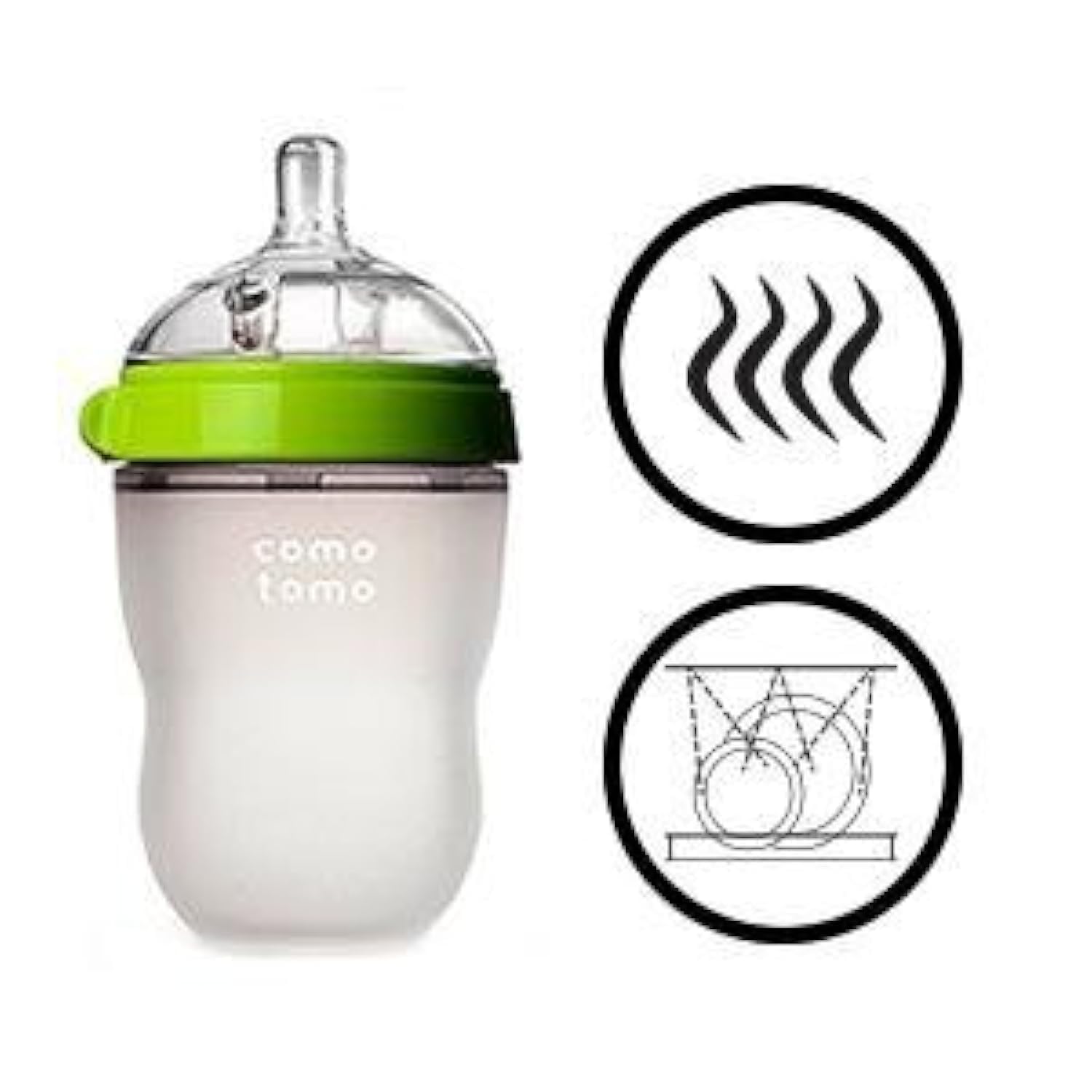Biberon de silicona de 250 ml, anillo de color verde