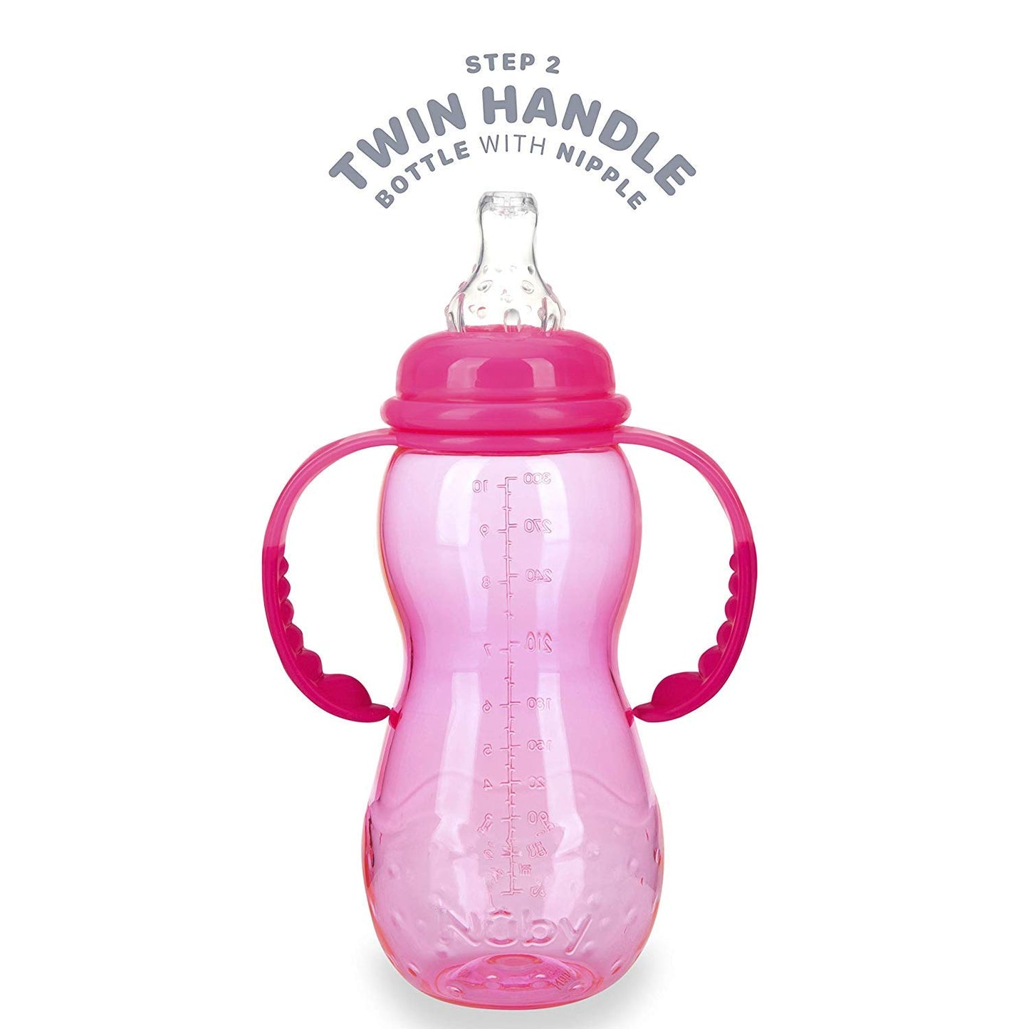 Botella Evolutiva Antiderrame Nuby Transparente Ultra Resistente de Tritán, 10 Oz