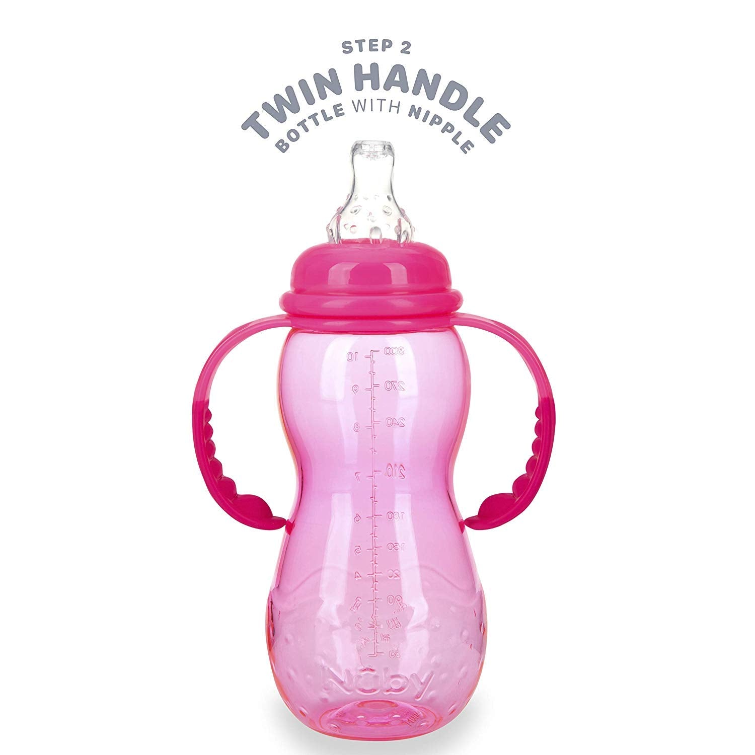 Botella Evolutiva Antiderrame Nuby Transparente Ultra Resistente de Tritán, 10 Oz