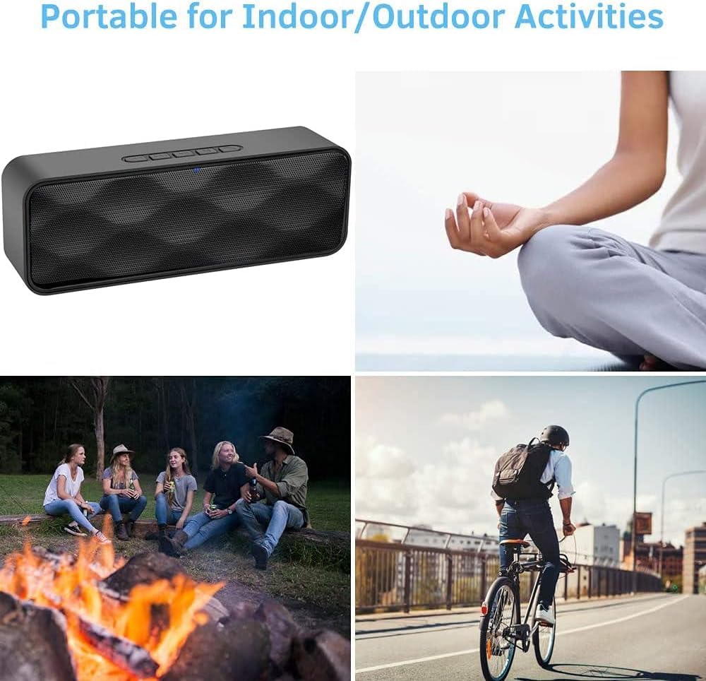SOYTO Bocina Bluetooth Portátil, Altavoz portátil Bluetooth 5.0 con Sonido estéreo, Ranura para Tarjeta TF, FM y micrófono incorporados, Altavoces portátiles para Exteriores y Viajes