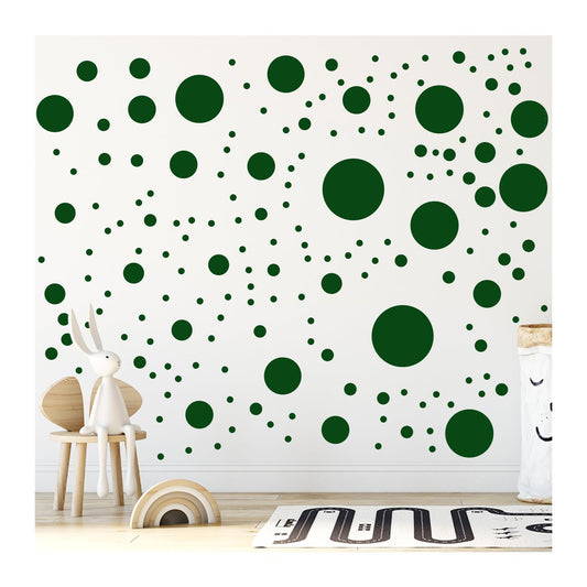 Pegatinas de Pared StickerDeen Verde Oscuro con Círculos de Lunares para Recámara de Niños