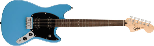 Fender Squier Sonic Mustang Electric Guitar, Beginner Guitar, Includes 30 Days of Free Lessons, Laurel Fingerboard and Step Up Pickups, Chrome Hardware, and Polyurethane Finish, California Blue