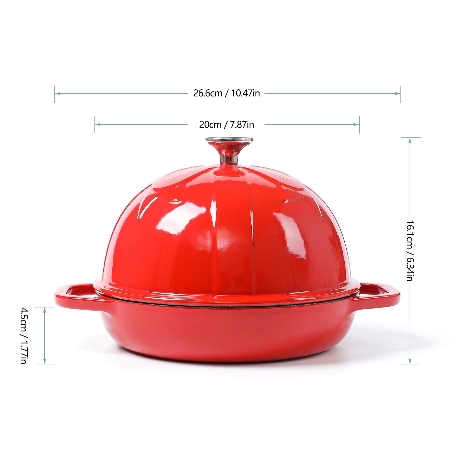 HAWOK - Cloche de pan de hierro fundido, diámetro 7.8 pulgadas, molde para hornear de masa madre presazonado negro