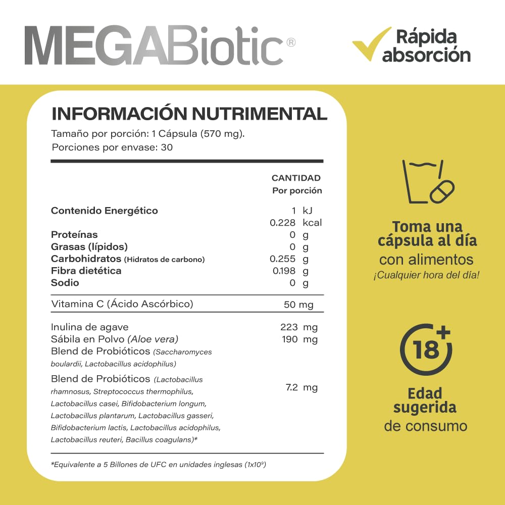 Probióticos MegaBiotic 5 Billones con 11 Cepas para Mujeres y Hombres
