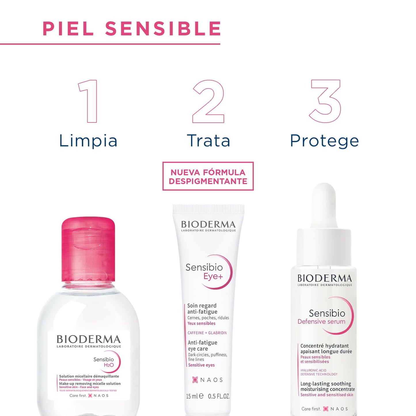BIODERMA, Agua Micelar, Sensibio H2O, Desmaquillante para Piel Sensible, Calma y Reduce la Irritación, 100 ml