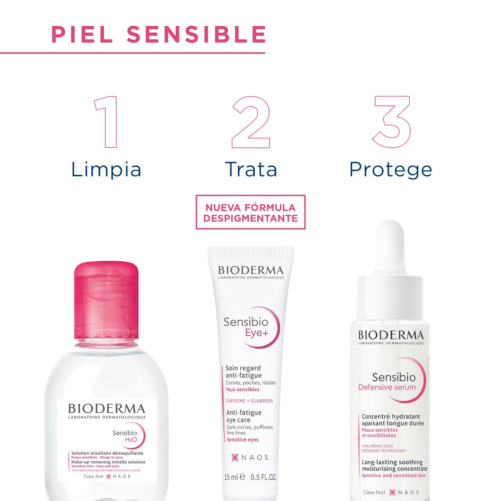 BIODERMA, Agua Micelar, Sensibio H2O, Desmaquillante para Piel Sensible, Calma y Reduce la Irritación, 100 ml