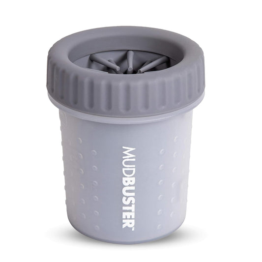 Dexas MudBuster - Limpiador portátil para patas de perro, de calidad premium, pequeño accesorio para mascotas de color gris claro