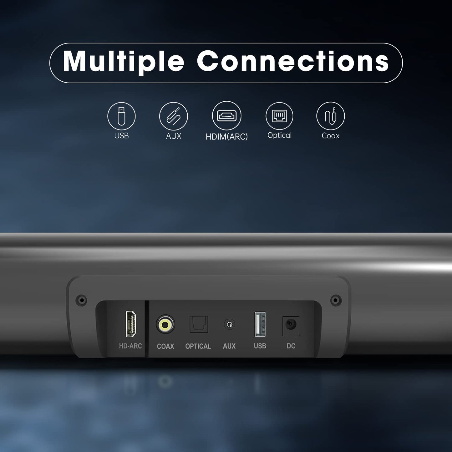 BESTISAN Barras de sonido para TV, con cable e inalámbrico, Bluetooth 5.0, barra de sonido de 34 pulgadas, barra de sonido para cine en casa, conexión HDMI-ARC/óptica/coaxial/AUX/USB/Bluetooth,
