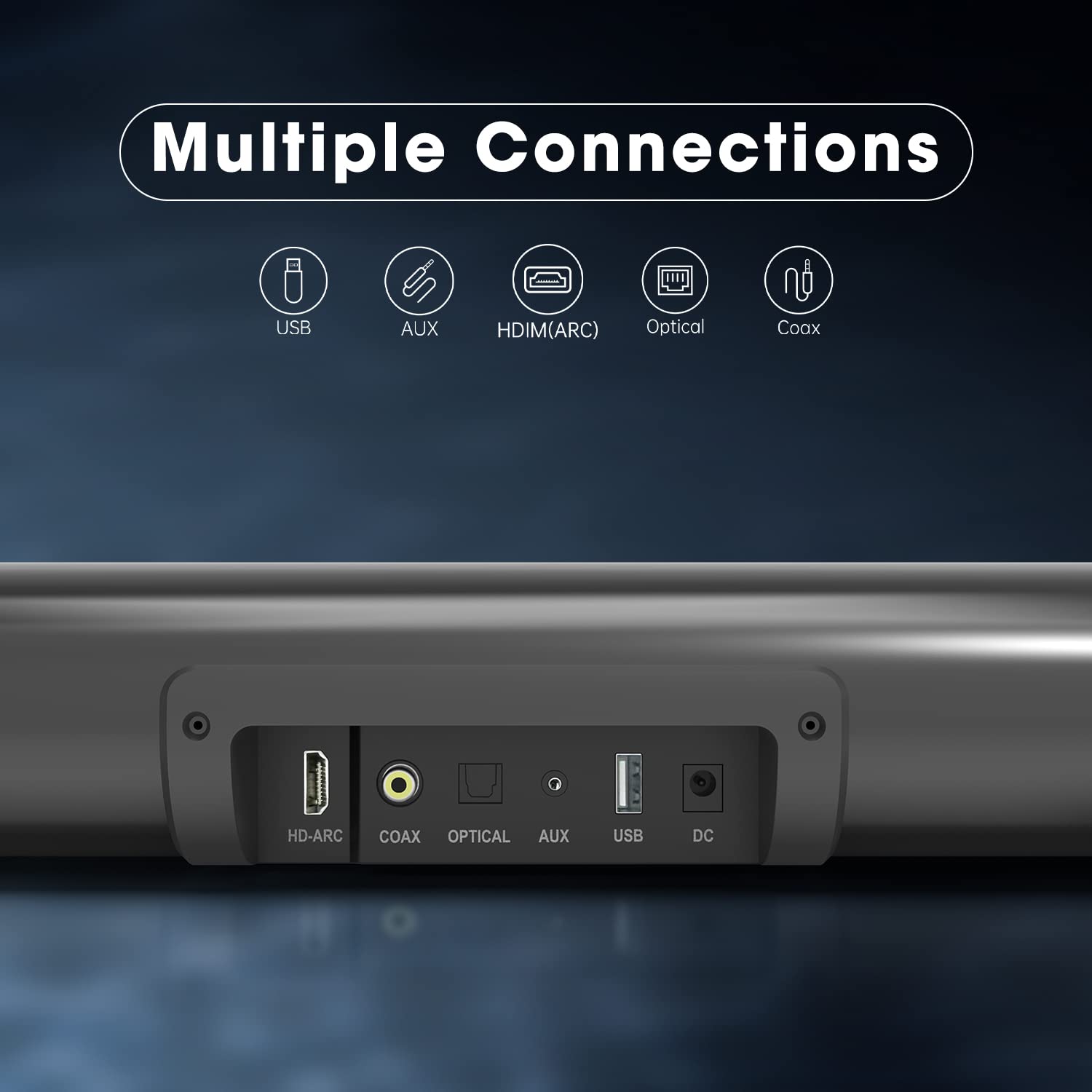 BESTISAN Barras de sonido para TV, con cable e inalámbrico, Bluetooth 5.0, barra de sonido de 34 pulgadas, barra de sonido para cine en casa, conexión HDMI-ARC/óptica/coaxial/AUX/USB/Bluetooth,