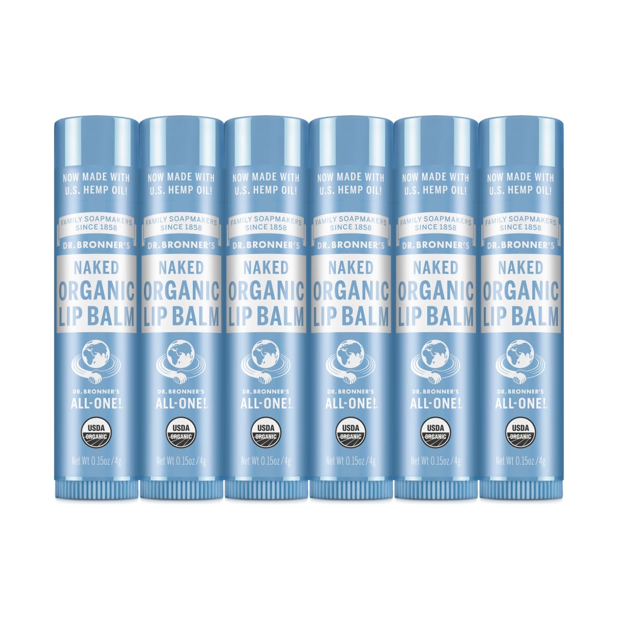 Bálsamo Labial Dr. Bronner's Natural Sin Aroma Fórmula Nutritiva Pack de 6 Unidades
