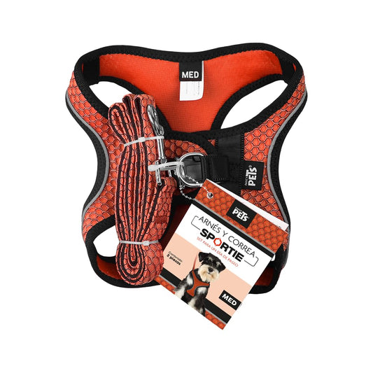 Set de Arnés y Correa Fancy Pets Naranja Sportie para Perro Mediano