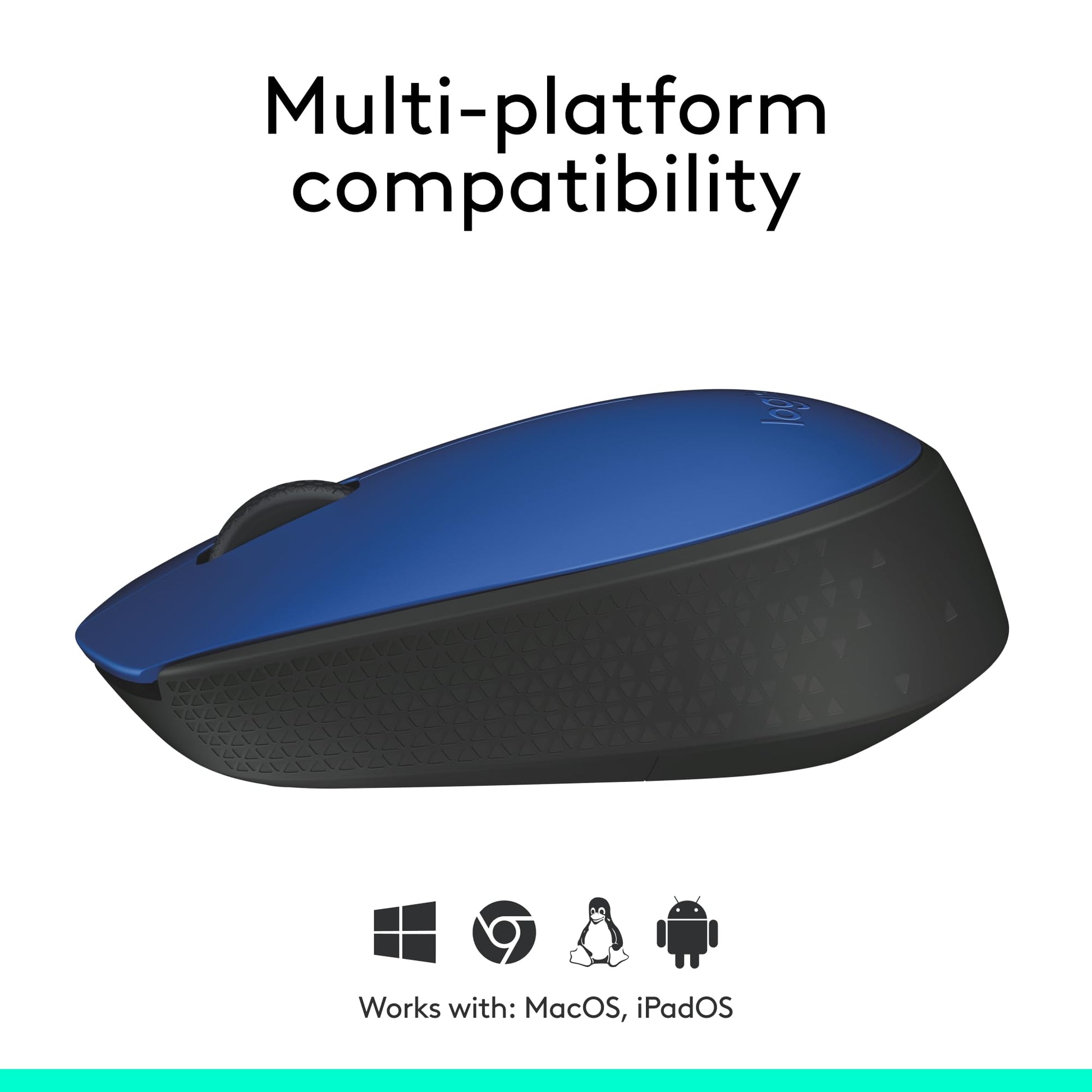 Logitech M170 Mouse Inalámbrico, con tecnología 2,4 GHZ, batería de hasta 12 Meses con modo ahorro, Receptor USB, Cursor y Desplazamiento Preciso, Compatible con Windows, Mac y Chrome - Azul