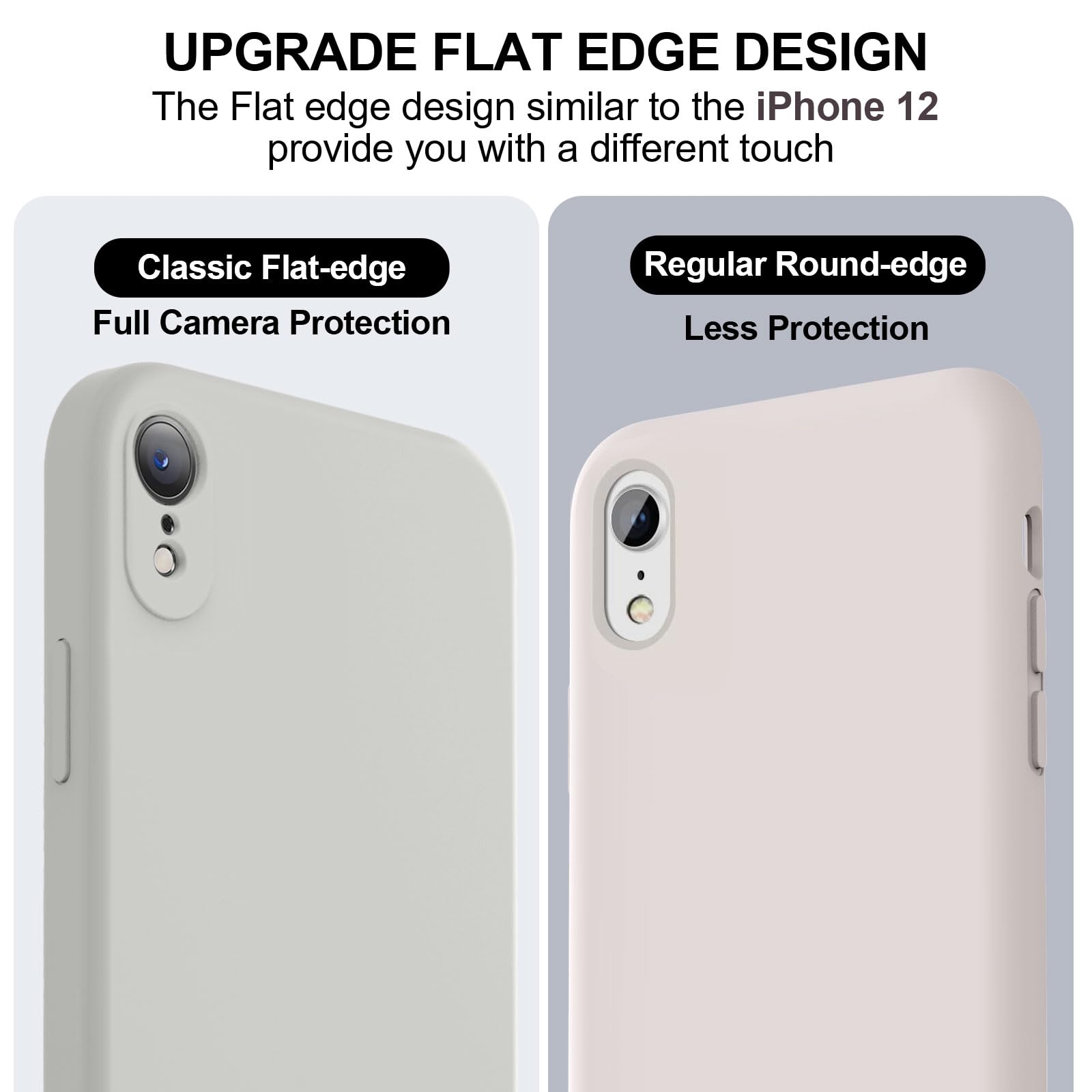 Vooii - Funda compatible con iPhone XR, silicona líquida mejorada con bordes planos, protección de la cámara] [forro de microfibra suave antiarañazos para iPhone 10 XR de 6.1 pulgadas, piedra