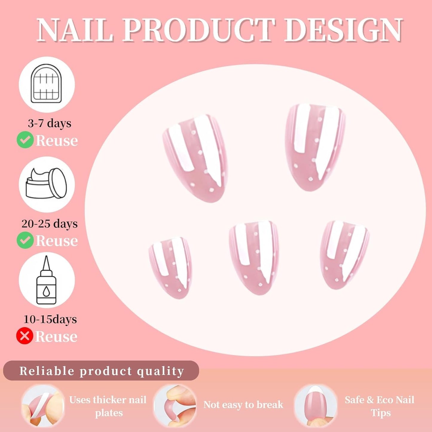 Woakess False Nail 1ml 24 Piezas U?as Postizas Cortas Largas