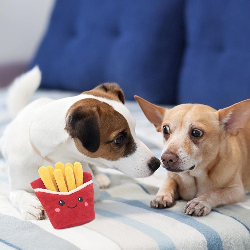 Maedack Juguetes para perros – Duradero, relleno, lindo juguete para masticar y buscar perros – hamburguesas, papas fritas, pizza, batidos (pizza)