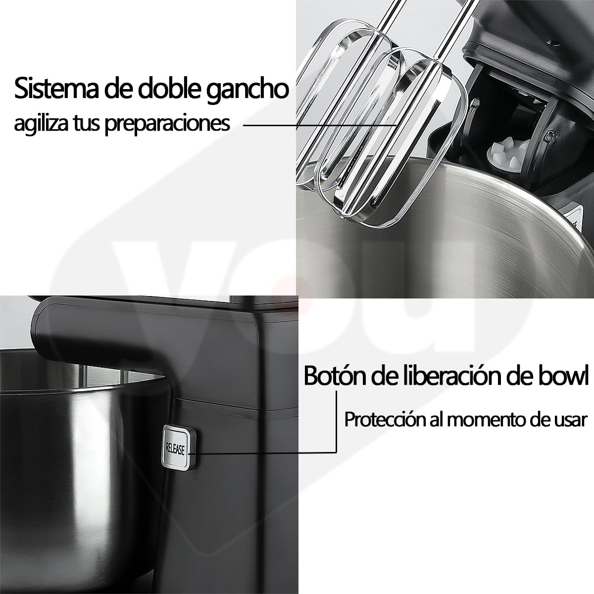 Batidora De Pedestal De Mano Planetaria 3.5 Litros Funcion Turbo 5 Velocidades 300w con Accesorios