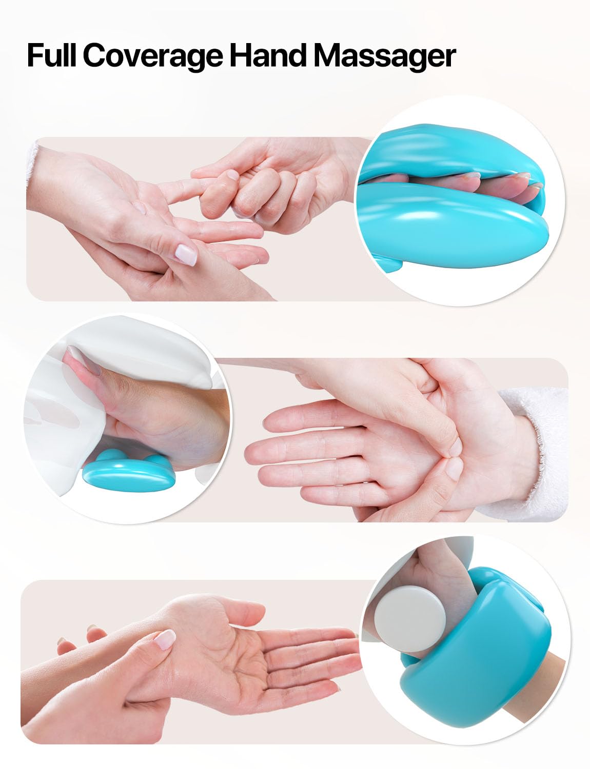 ALLJOY Regalos de Navidad, masajeador de manos con rodillos para aliviar la artritis y el túnel carpiano, máquina de masaje Shiatsu recargable con calor, para el entumecimiento de los dedos, regalos