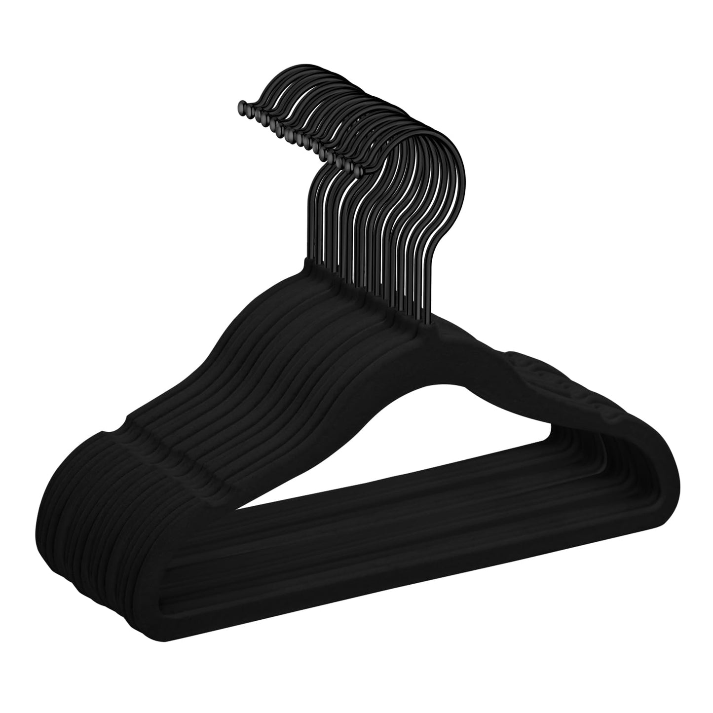 MIZGI Ganchos de terciopelo para bebé, ganchos antideslizantes para niños y niños pequeños, ganchos de 30 cm para ropa de bebé, paquete de 50 (negro/negro)