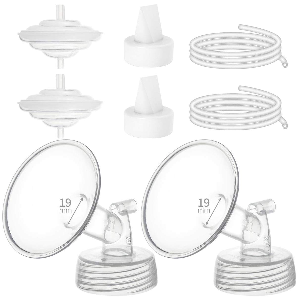Belmikal - Piezas de extractor de leche compatibles con Spectra S1 S2 9 Plus Motif Luna Ameda MYA Cimilre Kit de repuesto para tubo de válvula de brida de 19 mm