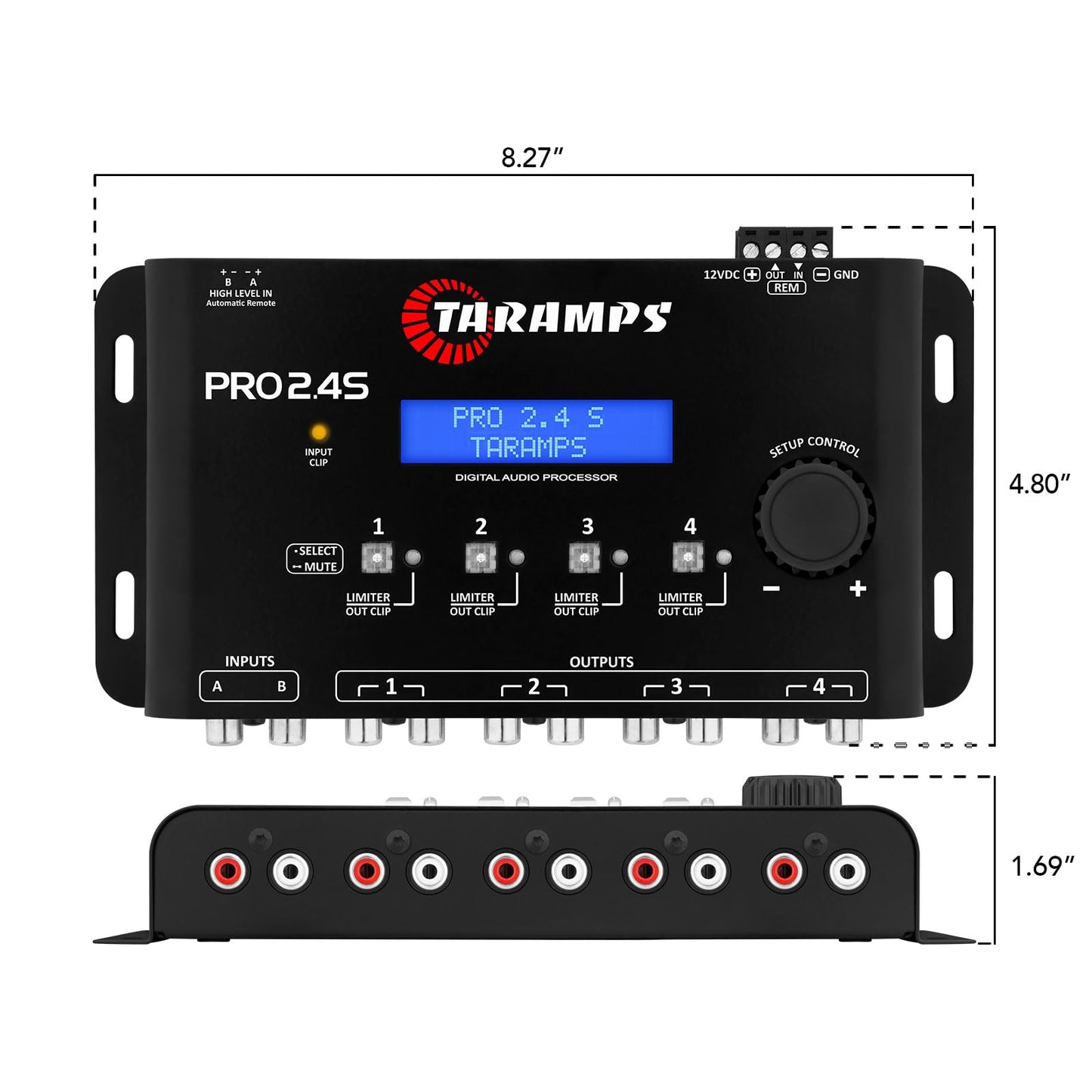 Amplificador de Audio Multicanal Taramps TS 800 x 4 2 Ohmios Clase D 800 W RMS Negro + Procesador de Señal Digital Taramps Pro 2.4s y Ecualizador, para Coche, Paquete de 2
