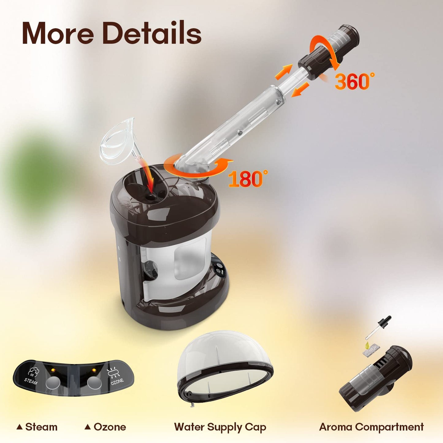 Kingsteam Evaporador de ozono máquina de vapor 2 en 1,Diseñado para el cuidado personal en casa y en el salón，café