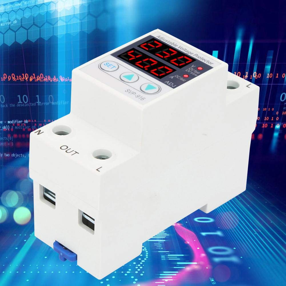 Inteligente monofásico ajustable sobretensión bajo voltaje protector de corriente, 230VAC 50/60Hz(63A)