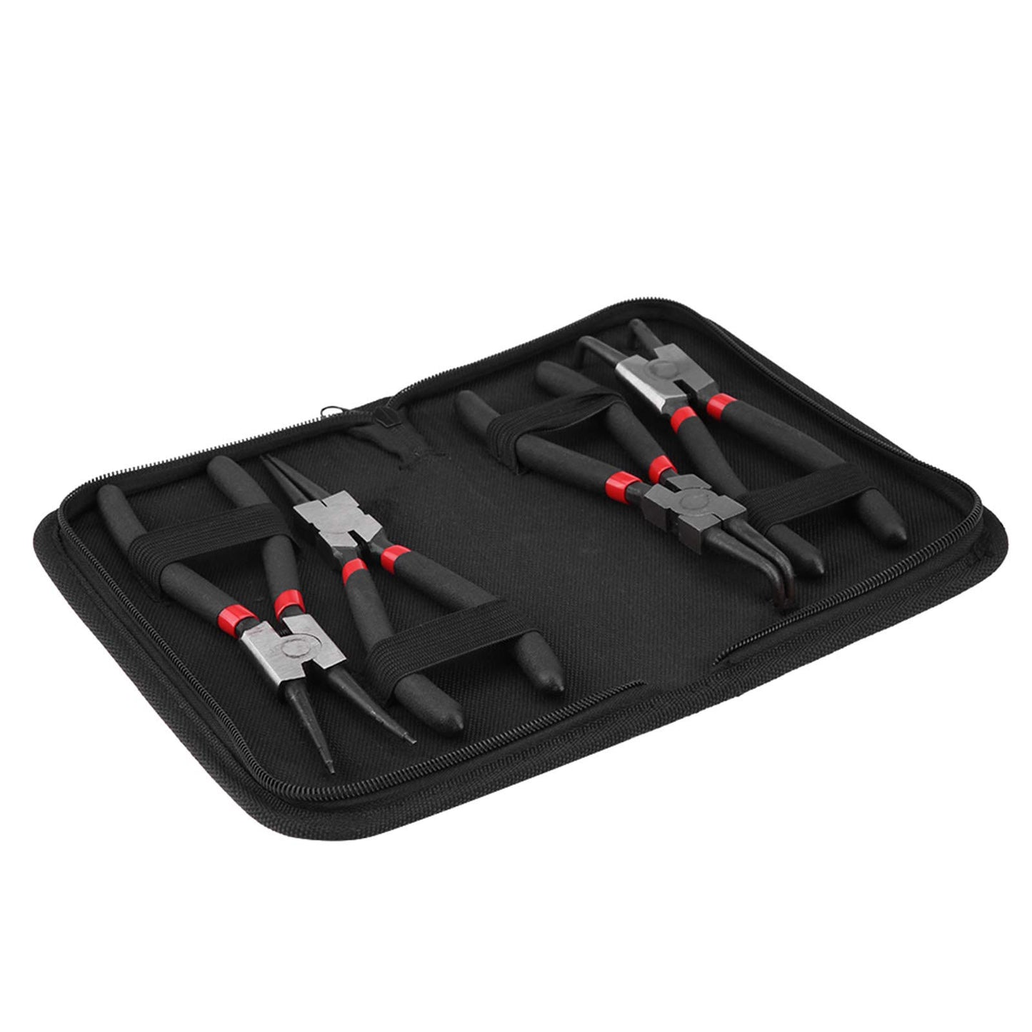 Qiilu - Juego de alicates para anillos de presión de 7 pulgadas, alicates para anillos de seguridad, internos/externos, doblados, rectos, para anillos de retención, herramienta para quitar anillos (