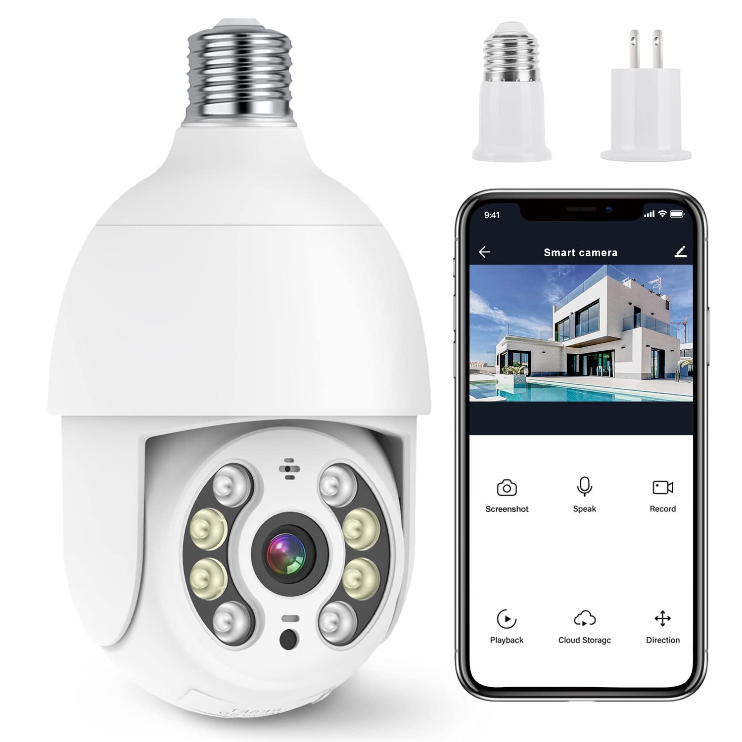 Foco con Cámara de Seguridad EASYTAO Q05 Blanco Impermeable Exterior Compatible con Alexa