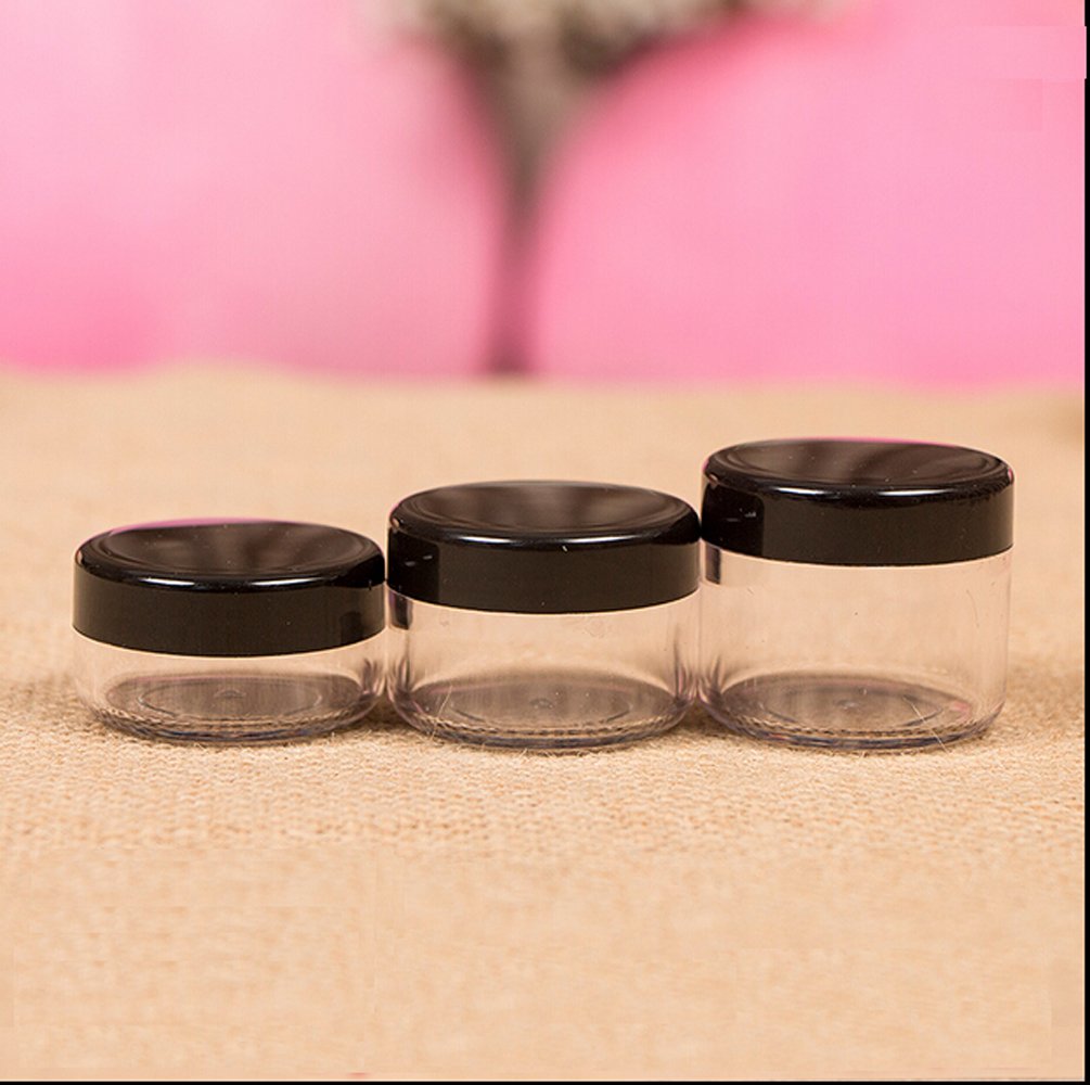 yueton 6 recipientes vacíos de plástico con tapa superior negra para muestras de 10/15/20 gramos de tamaño para cosméticos, tarros para sombras de ojos