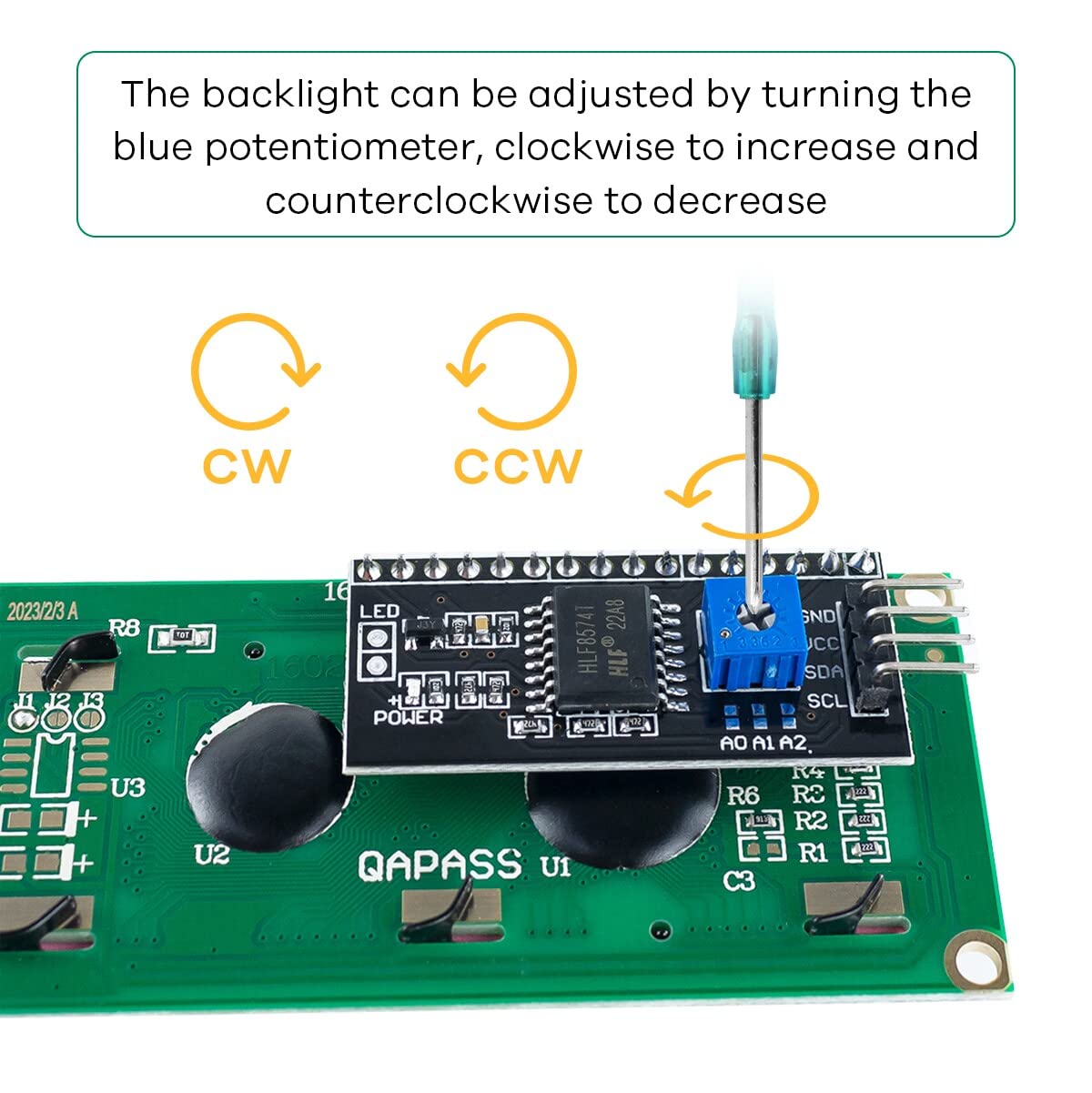 Hosyond - Módulo de visualización LCD I2C IIC 1602 de 16 x 02 para Arduino Raspberry Pi