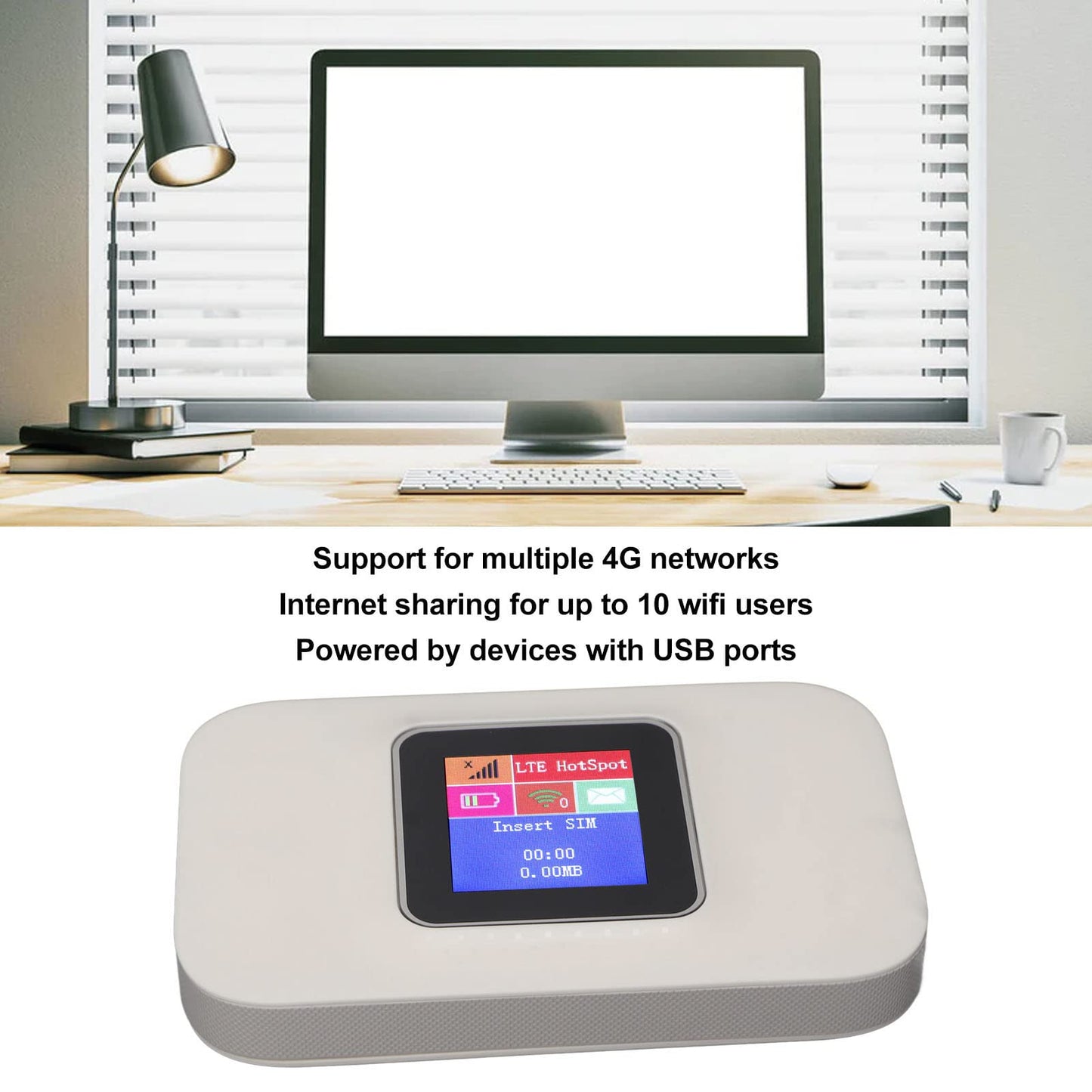 Router Móvil Portátil 4G Inalámbrico Blanco con Ranura para Tarjeta SIM para Europa