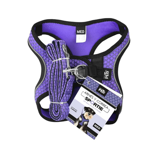 Set de Arnés y Correa Fancy Pets Violeta Sportie para Perro Mediano
