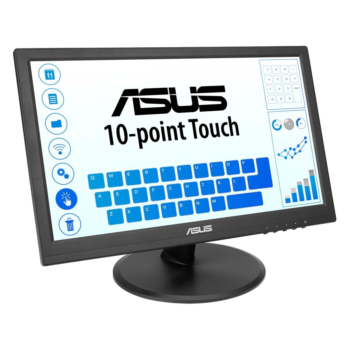 Asus Monitor táctil VT168HR, 15.6 pulgadas, 1366 x 768, táctil de 10 puntos, HDMI, sin parpadeo, Low Blue Light, montaje en pared, tecnología Eye Care