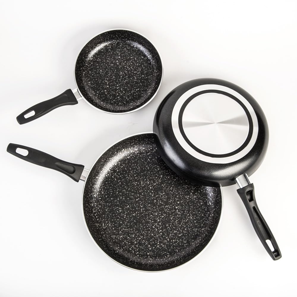 Cinsa Juego de sartenes Experta Roca 3 piezas, Aluminio con antiadherente Roca (Negro, Sarten 20, 26 y 30 cm)