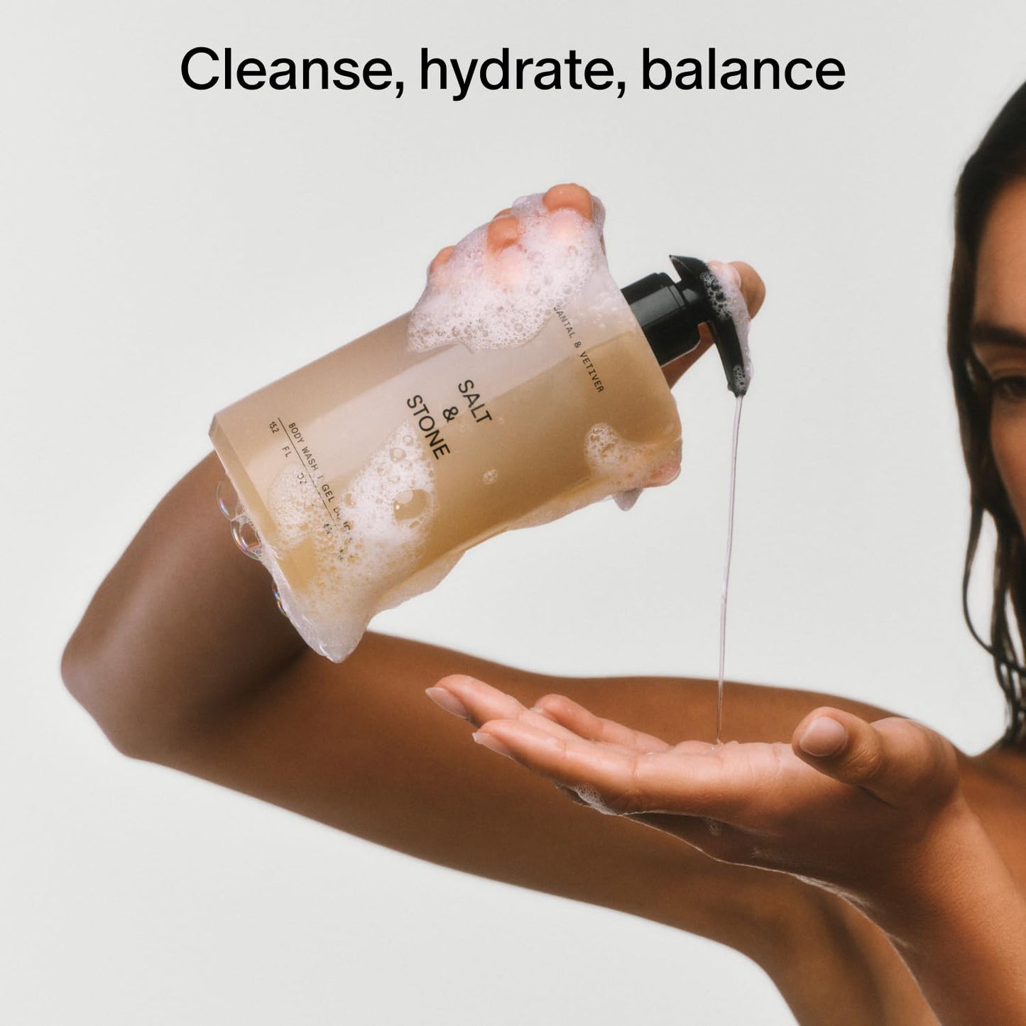 Salt & Stone- Gel de baño con antioxidantes para una hidratación profunda | Para mujeres y hombres, sin sulfatos, parabenos ni colorantes, Leavi