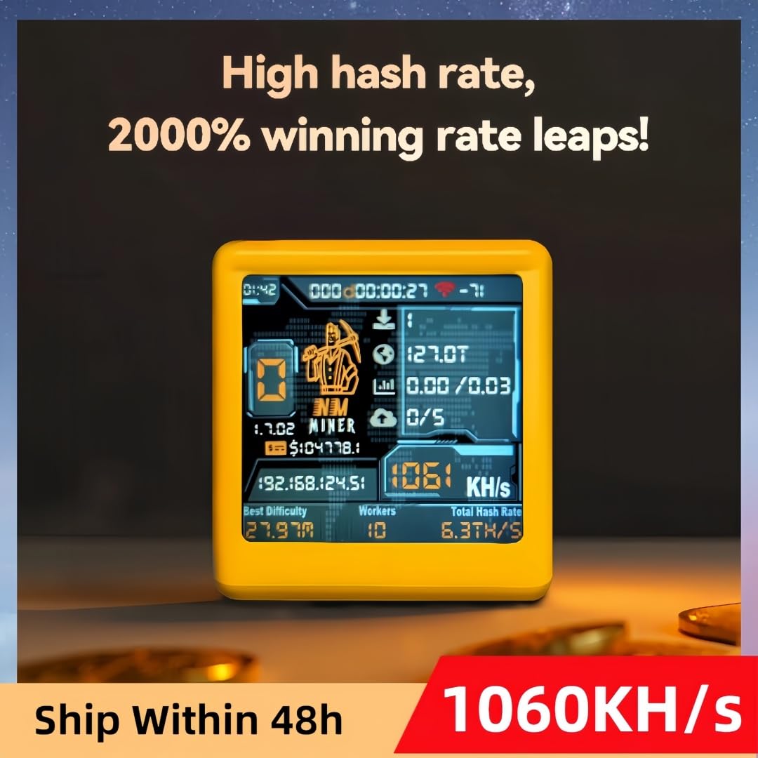 NM-TV 154 - ESP32 TFT Bitcoin Solo Lottery Miner 1.54 pulgadas Smart Gift Pequeño TV Reloj de Escritorio 1060 KH/s Hashrate