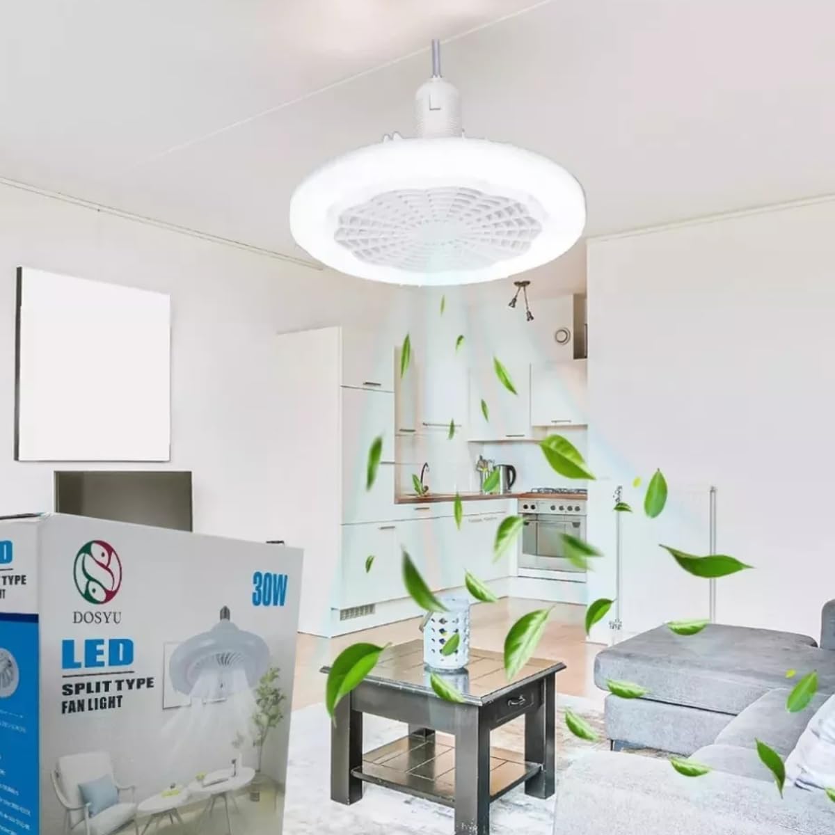 Foco LED Ventilador Techo Abanico Blanco Frío 6,500K° 3 Piezas Control Remoto