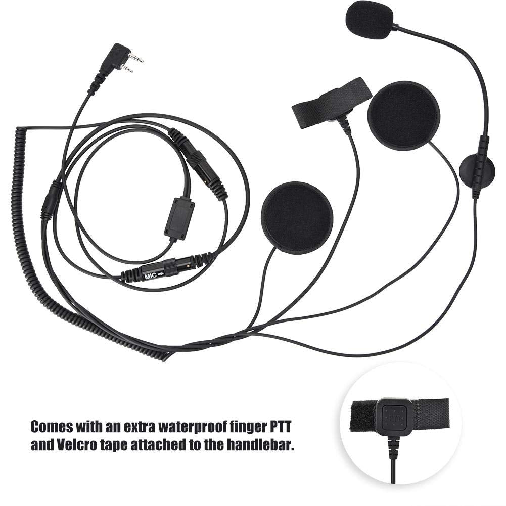 Mugast Casco de la Motocicleta Auricular con PTT Impermeable Walkie Talkie Radio Auricular