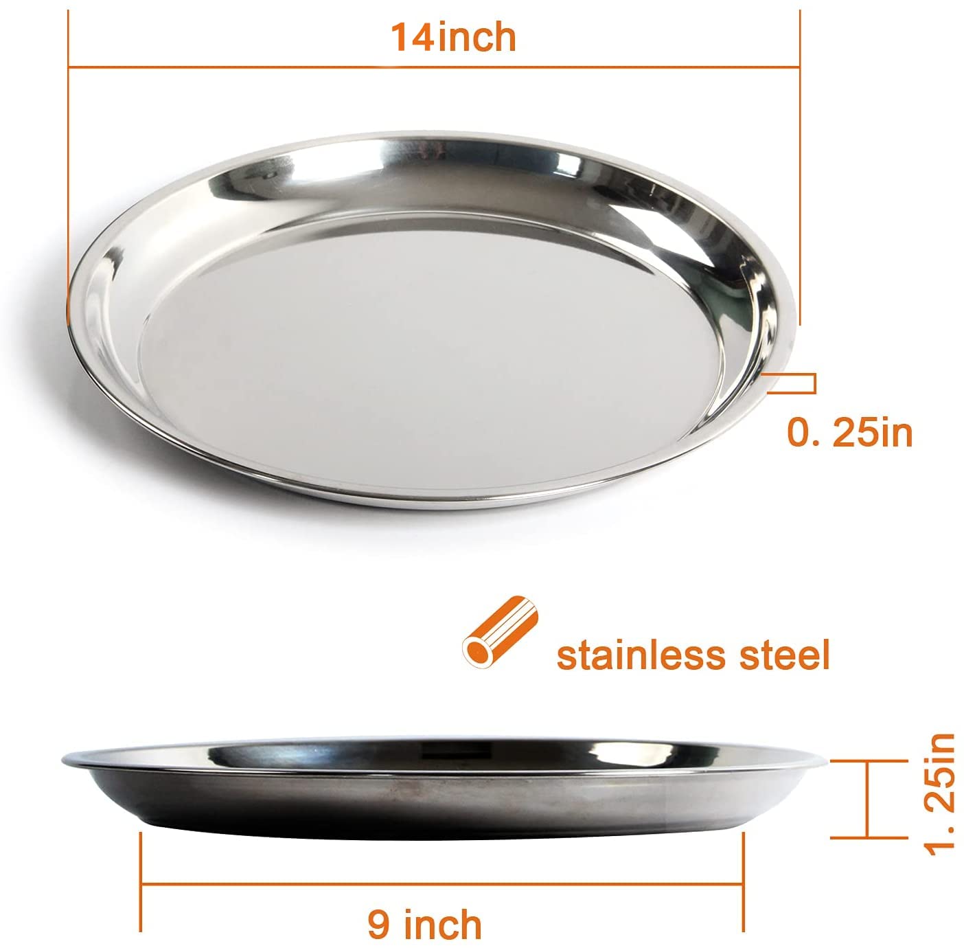 Sartén VANKEY Acero Inoxidable 14 Pulgadas Redonda Resistente Saludable y Segura