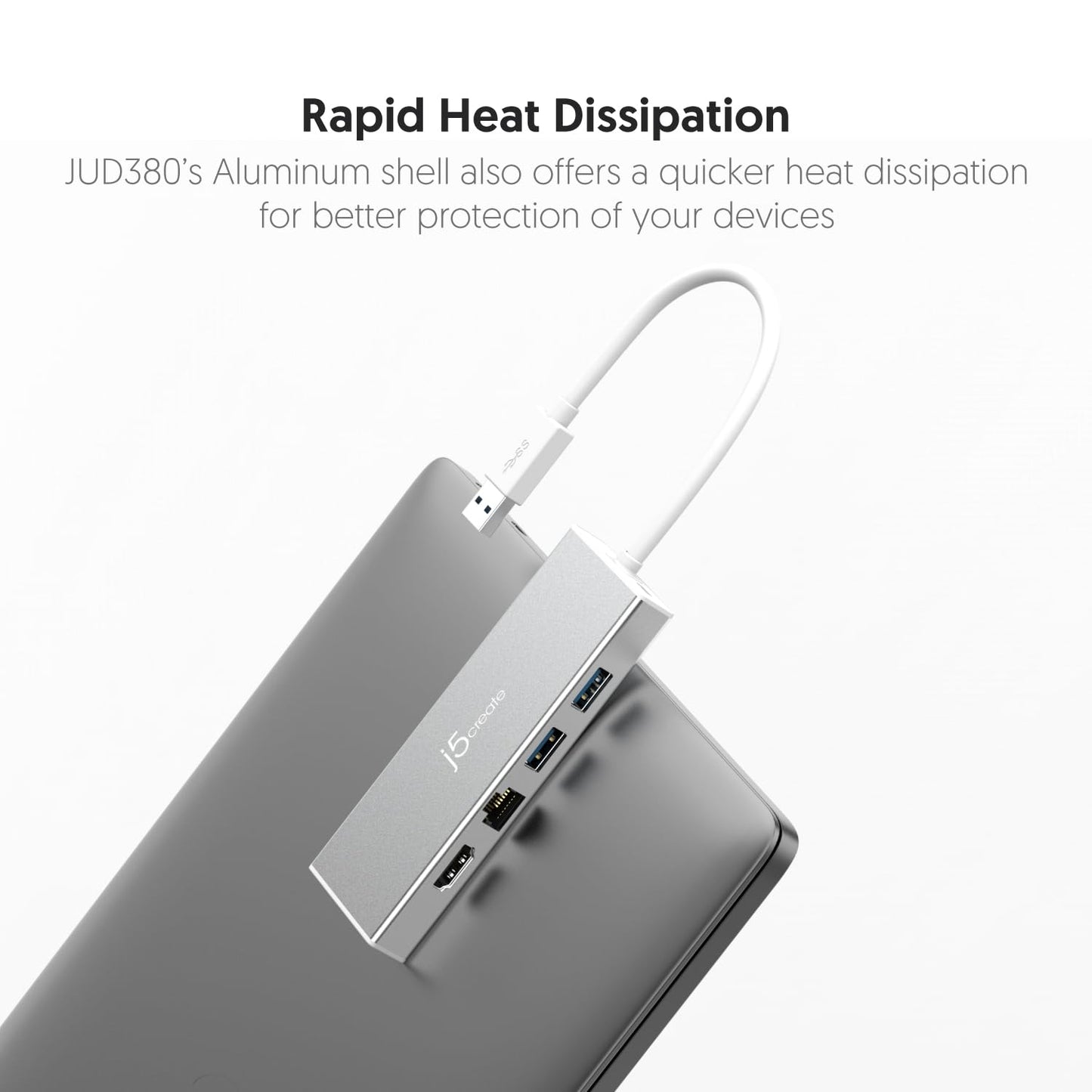 J5create Hub USB 3.0 con HDMI, VGA, RJ45 Gigabit Ethernet, 2 puertos USB 3.1 tipo A - Adaptador de transferencia de datos de alta velocidad para Mac, Windows, PC de sobremesa - Soporta resolución de hasta 2K