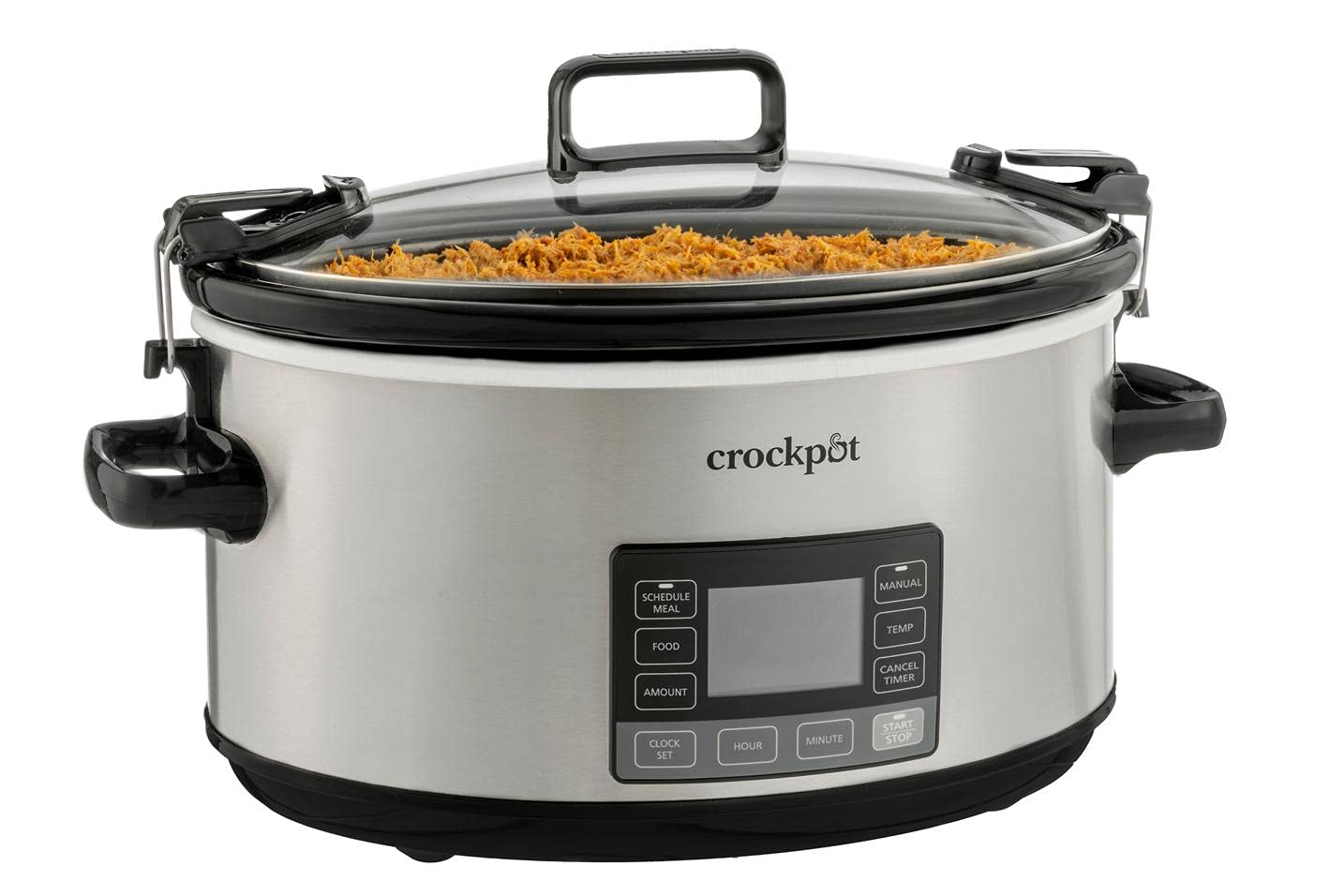 Crock-Pot - Olla de cocción lenta de 7 cuartos de galón, portátil programable con temporizador, tapa de bloqueo, acero inoxidable