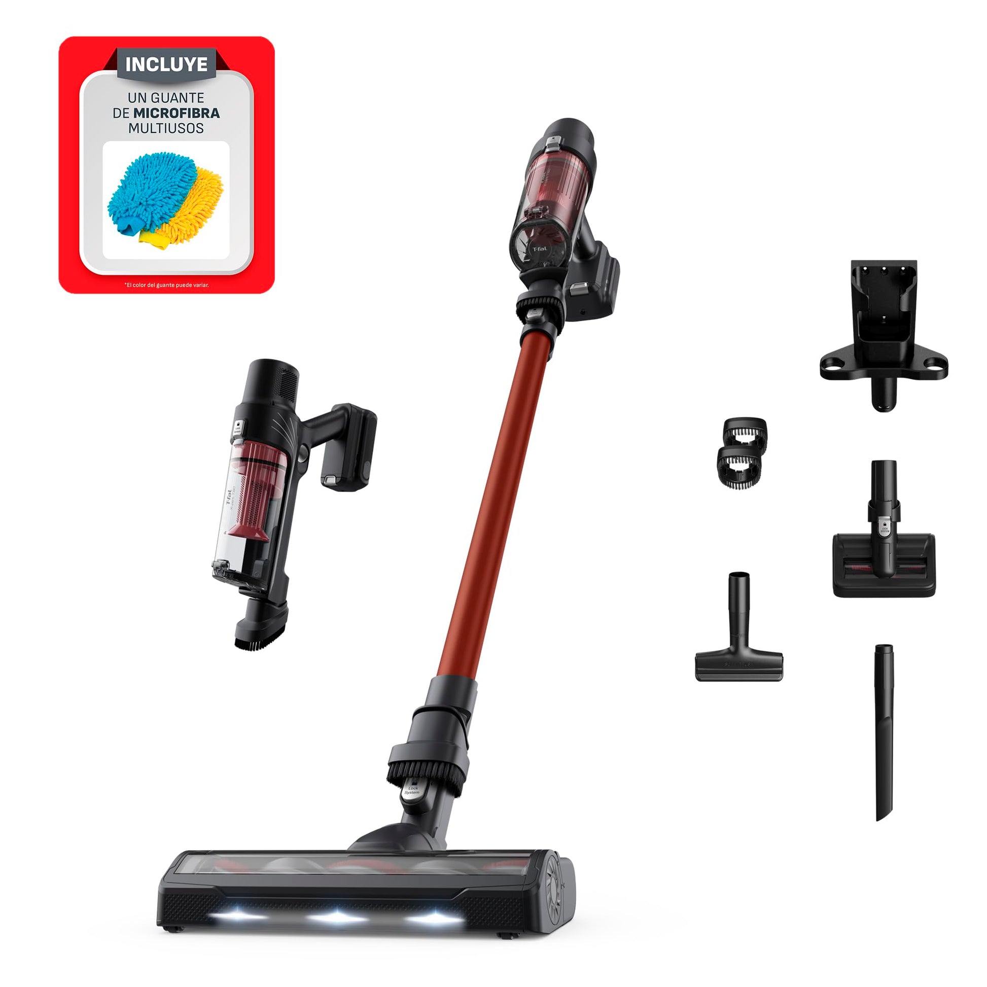 T-Fal Aspiradora Inalámbrica 6 en 1, X-Pert 7.60, Aspiradora de Mano, 140W de Potencia, hasta 45 min de autonomía + Guante de Microfibra Multiusos de Regalo, TY6A73I0CO