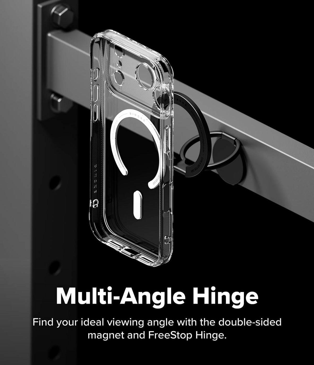 Soporte Magnético Dual Ringke Negro Ajustable para iPhone, Galaxy y Pixel