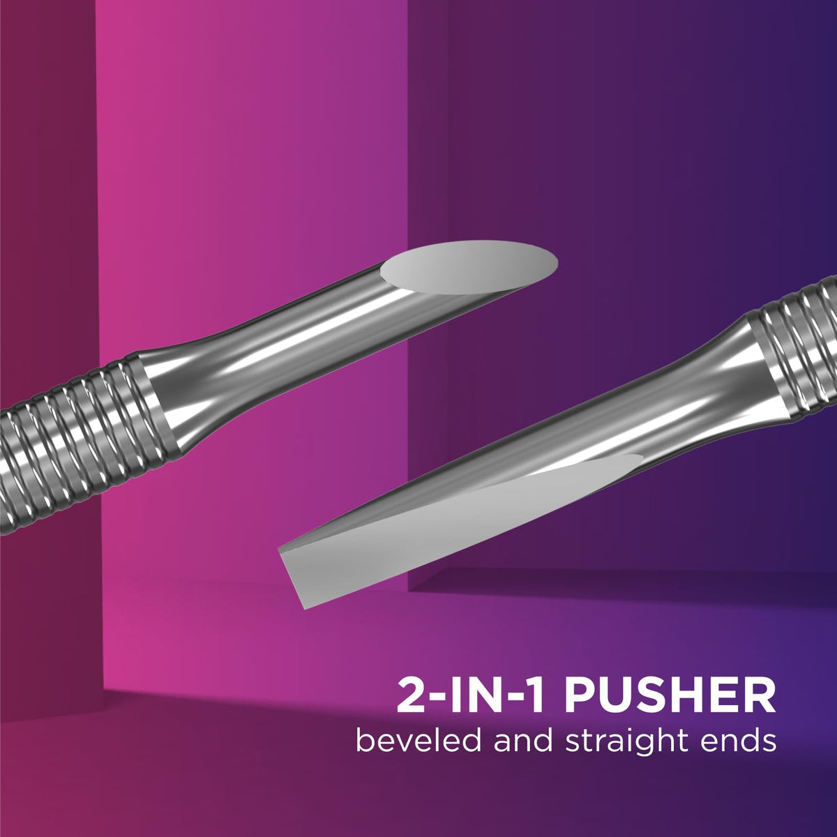 STALEKS PRO Empujador De Cutículas Profesional Staleks Manicure Pusher Expert 90 Tipo 5 – Acero Inoxidable (Empujador Biselado Y Recto)