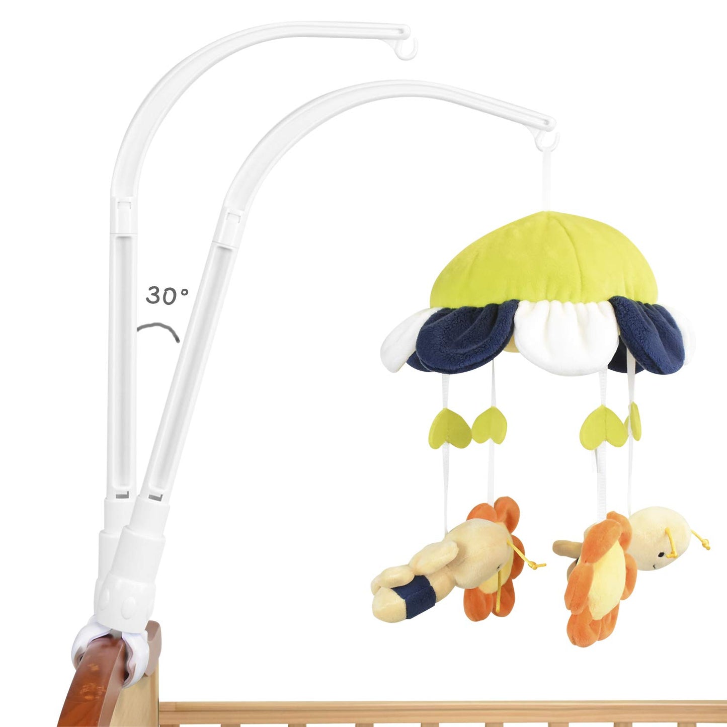 HLEEDUO DIY 60cm Baby Crib Mobile Bed Bell Holder Arm Bracket, The Claw Part can be Adjusted Width