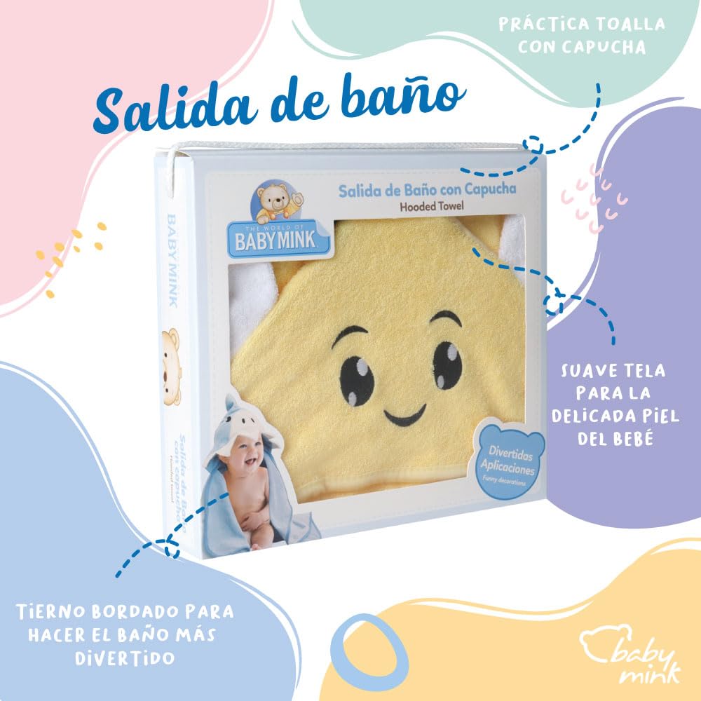 Baby Mink Salida de Baño para Bebé, Suave y Absorbente para Después del Baño (Amarillo)