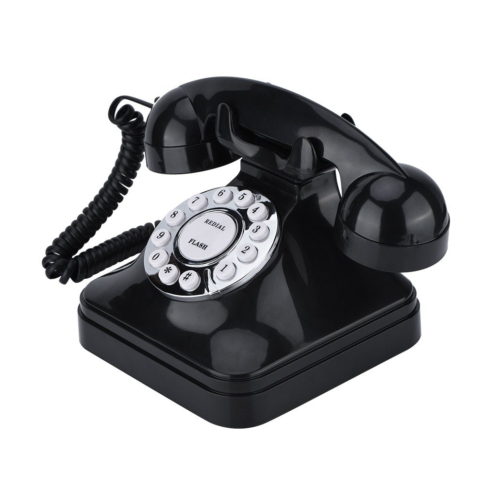 Naroote Vintage Negro Multifunción Plástico Teléfono de casa Retro Wire Teléfono Fijo WX-3011