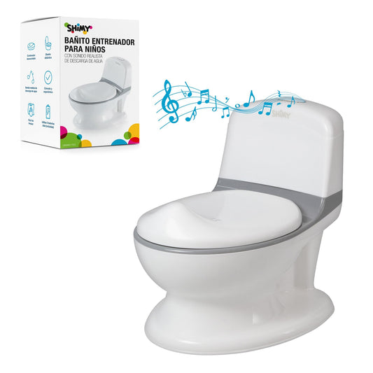 Bañito Entrenador SHIMY Blanco Sonido Realista de Descarga de Agua para Niños