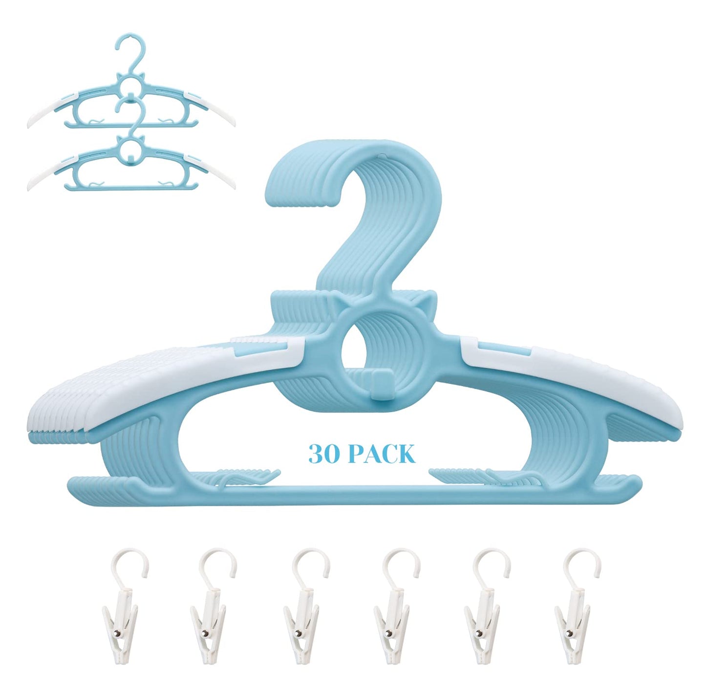 Gencuoir - Perchas de clóset para bebé, antideslizante y extensible, para ropa de recién nacido, 30 perchas ajustables de 11 a 14 pulgadas, para niños, niñas y niños pequeños